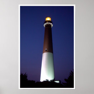 Póster Faro Barnegat de noche