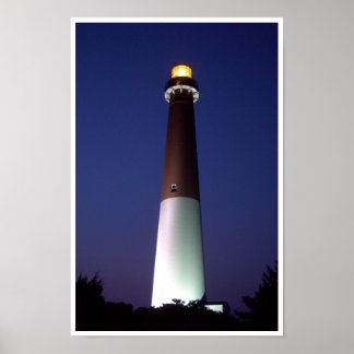 Póster Faro Barnegat de noche