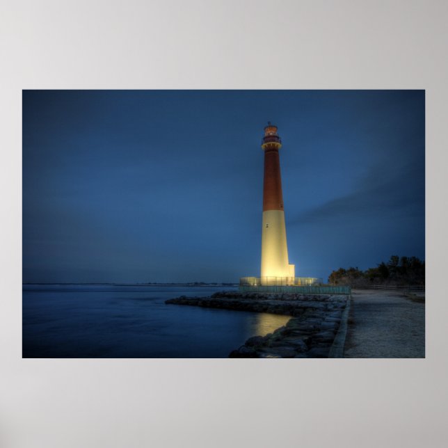 Póster Faro Barnegat de noche (Frente)