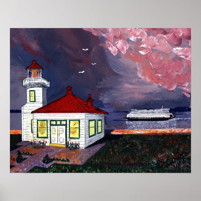 Póster Faro con ferry (Frente)