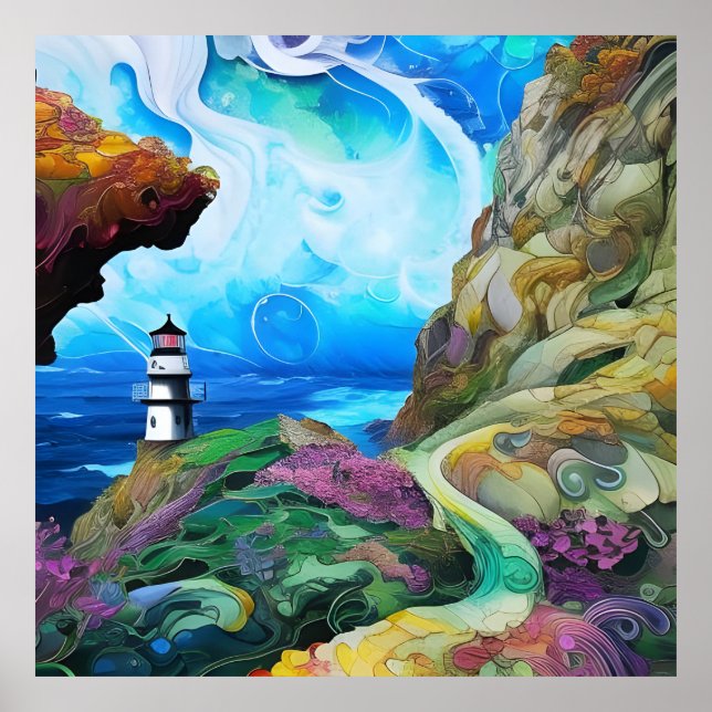 Póster faro con vistas al mar (Frente)