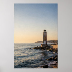 Póster Faro costero en una orilla rocosa