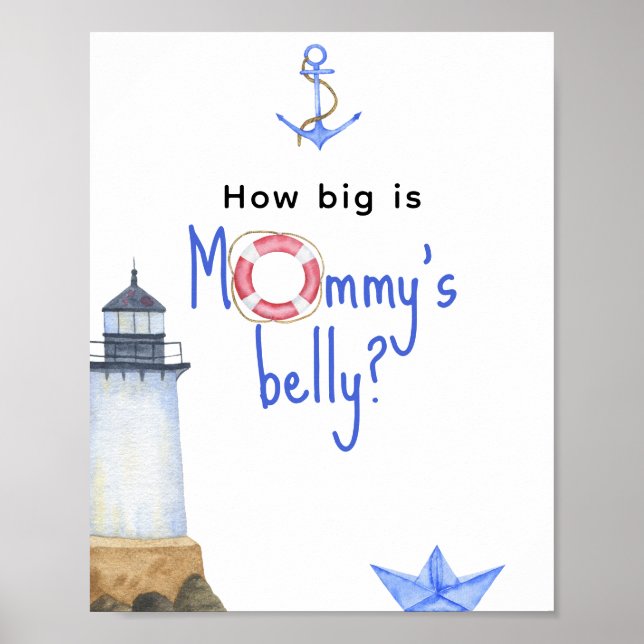 Póster Faro de acuarela - ¿Qué tan grande es la barriga d (Frente)