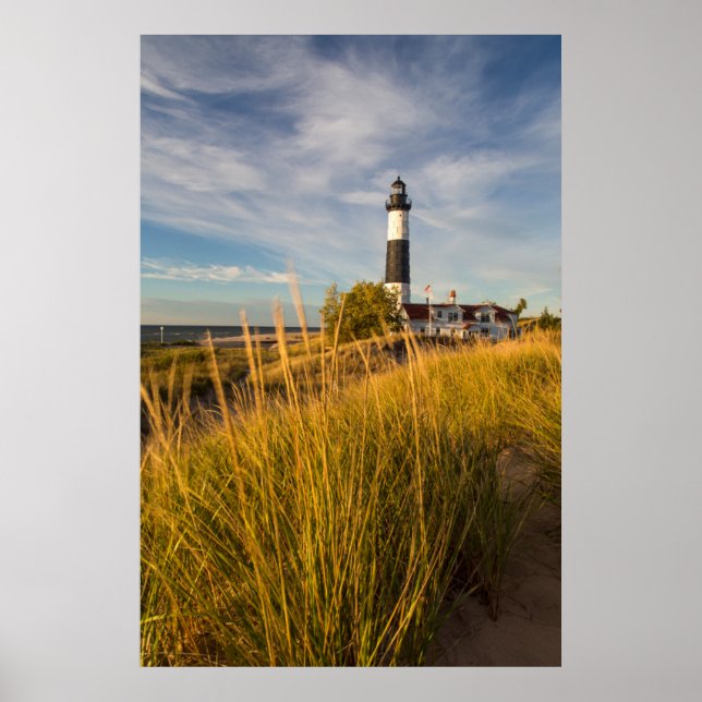Póster Faro de Big Sable Point en el lago Míchigan (Frente)