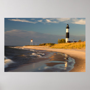 Póster Faro de Big Sable Point en el lago Míchigan 2