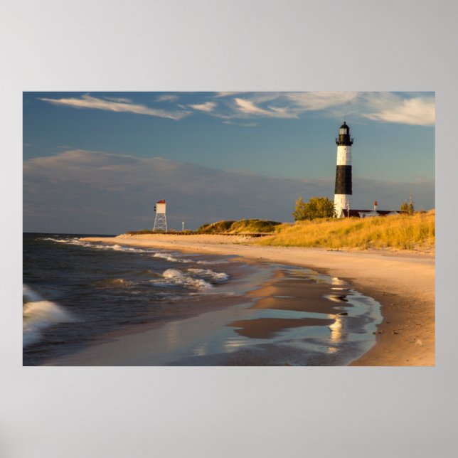 Póster Faro de Big Sable Point en el lago Míchigan 2 (Frente)