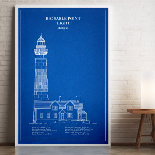 Póster Faro de Big Sable Point - Michigan – AD
