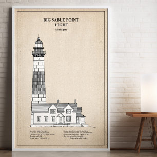 Póster Faro de Big Sable Point - Míchigan - SBD