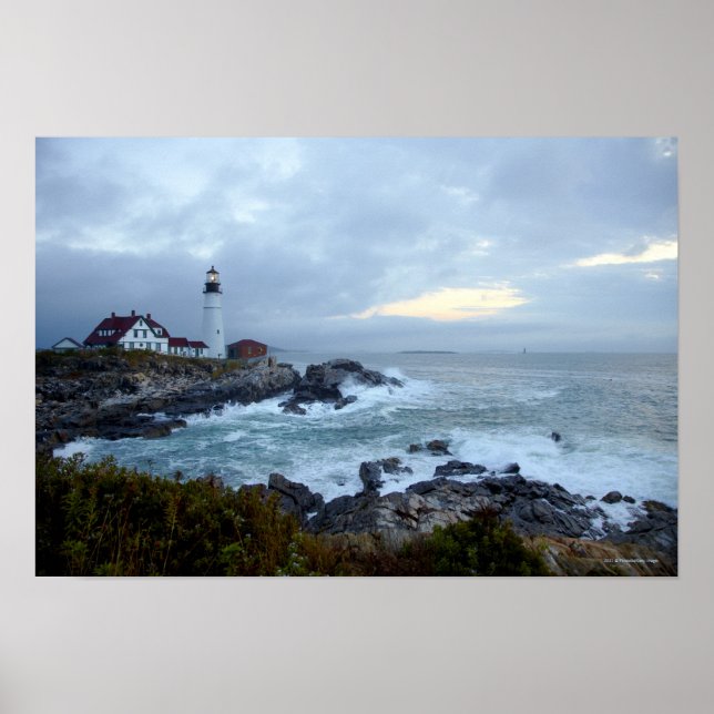 Póster Faro de cabeza de Portland al amanecer (Frente)