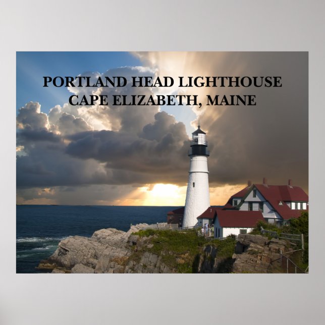Póster Faro de cabeza de Portland Cape Elizabeth Maine (Frente)