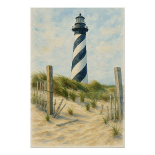 Póster Faro de Cape Hatteras Acuarela