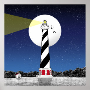Póster Faro de Cape Hatteras en Carolina del Norte