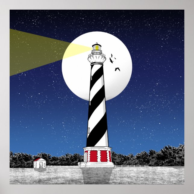 Póster Faro de Cape Hatteras en Carolina del Norte (Frente)