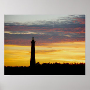 Póster Faro de Cape Hatteras en el Poster Sunset