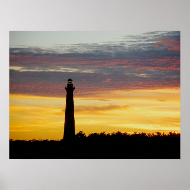 Póster Faro de Cape Hatteras en el Poster Sunset (Frente)