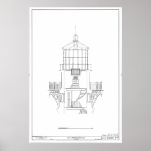 Póster Faro de Cape Hatteras Lantern Room Bluprint