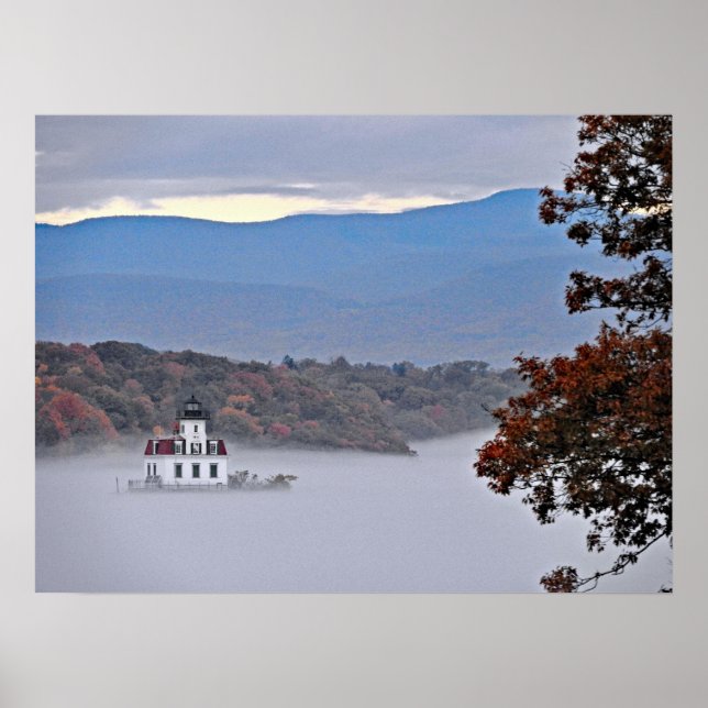 Póster Faro de Esopus Meadows en la niebla (Frente)