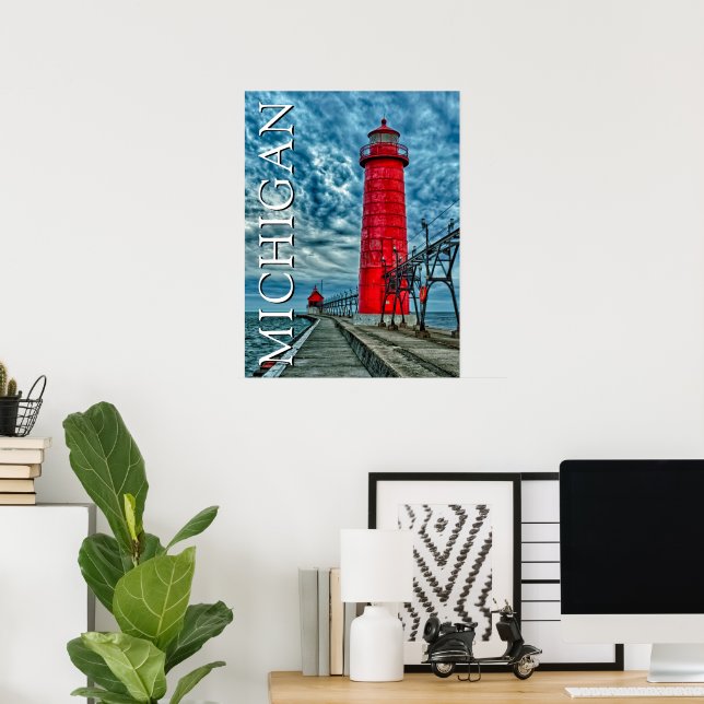 Póster Faro de Grand Haven | Michigan (Oficina en casa)