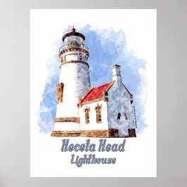 Póster Faro de Heceta Head Acuarela - Oregon