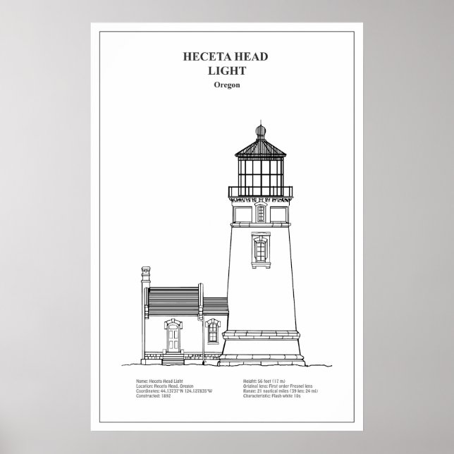 Póster Faro de Heceta Head - Oregón - BD (Frente)