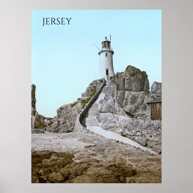 Póster Faro de La Corbière en Jersey (1900) (Frente)