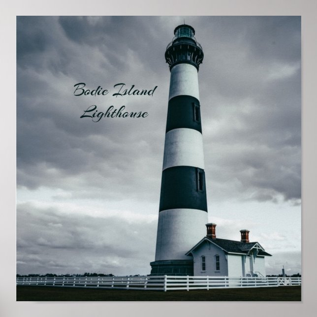 Póster Faro de la isla Bodie en blanco y negro (Frente)