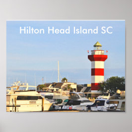 Póster Faro de la isla Hilton Head con barcos en Poster