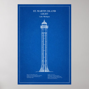 Póster Faro de la isla St. Martin - Michigan - AD