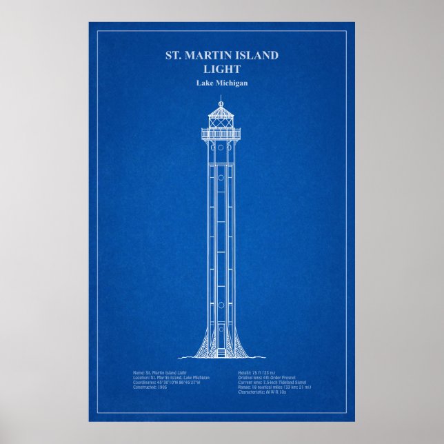 Póster Faro de la isla St. Martin - Michigan - AD (Frente)
