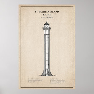 Póster Faro de la isla St. Martin - Michigan - SBD