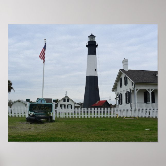 Póster Faro de la isla Tybee foto en un (Frente)