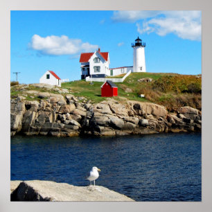 Póster Faro de la protuberancia pequeña, cabo Neddick,