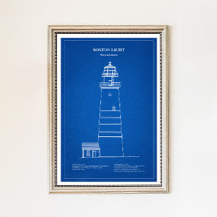 Póster Faro de luz de Boston - Massachusetts - AD