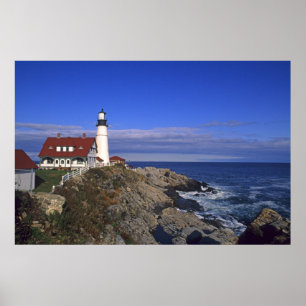 Póster Faro de luz de cabeza de Portland Maine