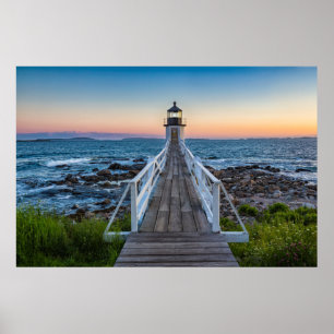 Póster Faro de Marshall Point al atardecer