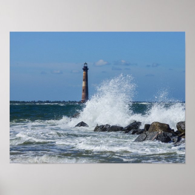 Póster Faro de Morris Island Splash (Frente)