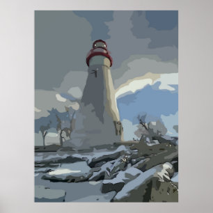 Póster Faro de nieve