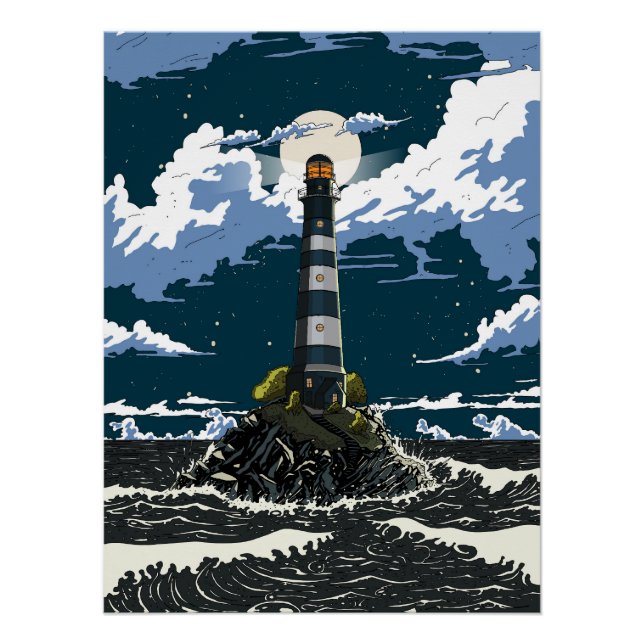 Póster Faro de noche (Anverso)