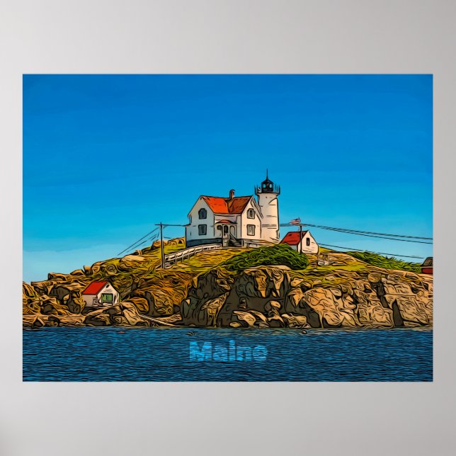 Póster Faro de Nubble Maine Poster Náutico (Frente)