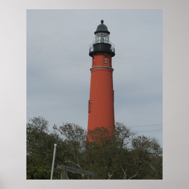 Póster Faro de Ponce Inlet sobre los árboles (Frente)