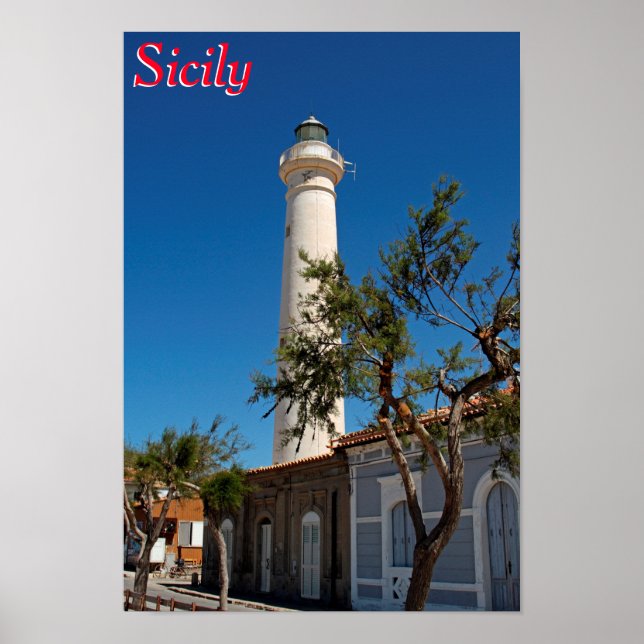 Póster Faro de Punta Secca, Sicilia, Italia (Frente)
