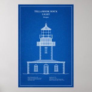 Póster Faro de roca de Tillamook - Oregon - AD