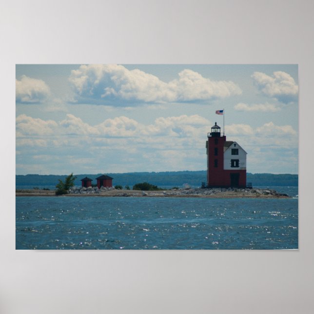 Póster Faro de Round Island, isla Mackinac, Michigan (Frente)