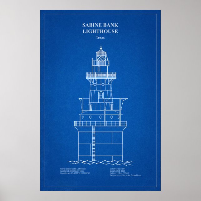 Póster Faro de Sabine Bank - Texas – AD (Frente)