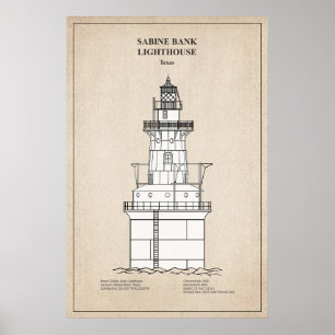 Póster Faro de Sabine Bank - Texas - SBD