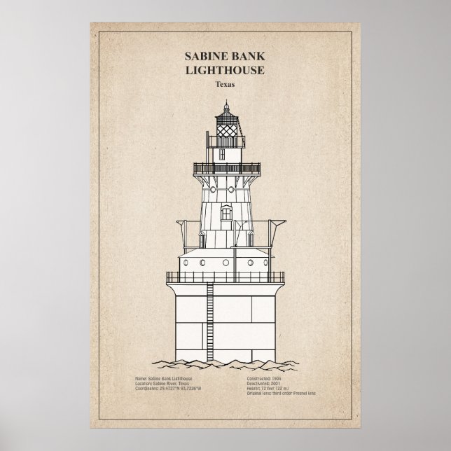 Póster Faro de Sabine Bank - Texas - SBD (Frente)