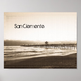 Póster Faro de San Clemente vintage foto de California