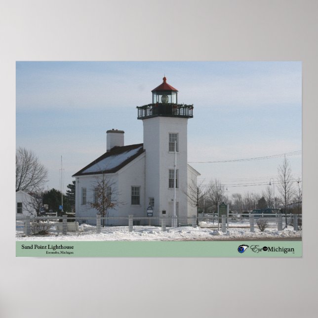 Póster Faro de Sand Point - Escanaba, MI (Frente)