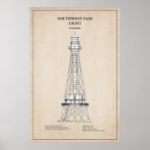 Póster Faro de Southwest Pass - Luisiana - SBD
