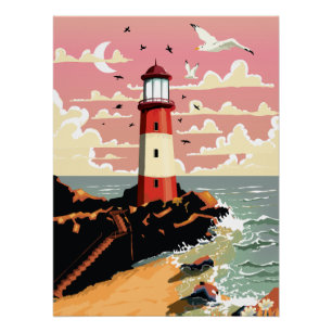 Póster Faro de Vintage